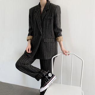 Set: Striped Button Blazer + Striped Dress Pants