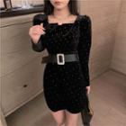 Long-sleeve Velvet Slim-fit Dress