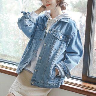 Flap-pocket Loose-fit Denim Jacket