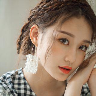 Sterling Silver Beaded Lace Hoop Earrings