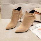 Faux Suede Kitten Heel Pointed Ankle Boots