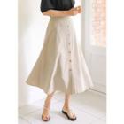 Plus Size - A-line Linen Blend Skirt