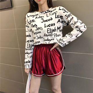 Printed Cropped Long-sleeve T-shirt / Sweatshorts