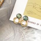 Disc Hoop Alloy Earring 1 Pair - Green Disc - Gold - One Size