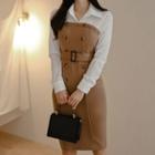 Mock Two-piece Double-breasted Shirtdress