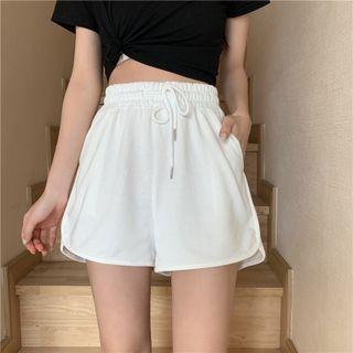 Drawstring Wide-leg Sweat Shorts