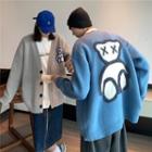 Couple Matching V-neck Bear Print Cardigan