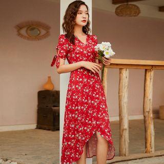Floral Print Short-sleeve Midi Sundress
