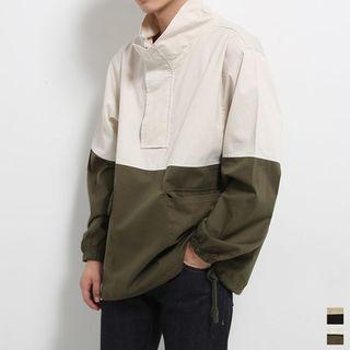 High-neck Two-tone Anorak Jacket