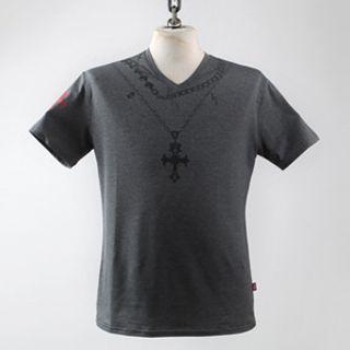 V-neck Printed T-shirt L