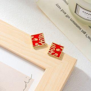 Wedding Chinese Characters Alloy Earring 1 Pair - Red & Gold - One Size