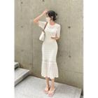 Pointelle Knit Long Mermaid Dress