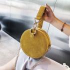 Faux Suede Chain Strap Circle Crossbody Bag