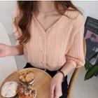 3/4-sleeve Chiffon Buttoned Top