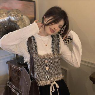 Sleeveless Tweed Top / Long-sleeve T-shirt