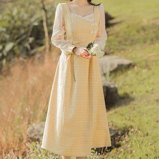 Lapel Plaid Dress