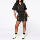 Set: Short-sleeve Half-zip Pullover + Pencil Skirt