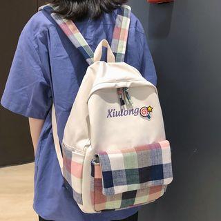 Nylon Plaid Backpack