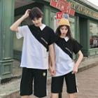 Couple Matching Short-sleeve Contrast-color Polo Shirt