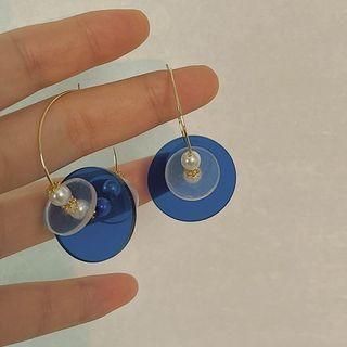 Faux Pearl Acrylic Disc Dangle Earring