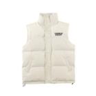 Stand Collar Lettering Padded Zip-up Vest