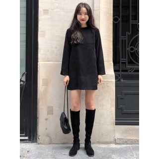 Round-neck Corduroy Minidress