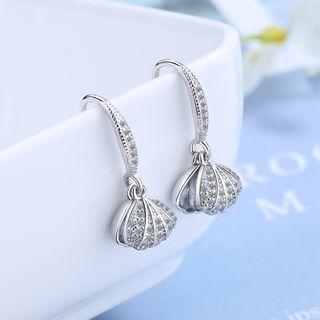 Rhinestone Shell Drop Earring 1 Pair - Silver - One Size