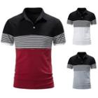 Short-sleeve Striped Color Block Polo Shirt