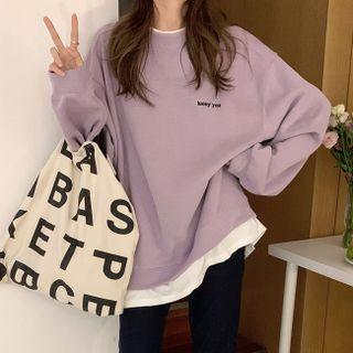 Mock Two-piece Panel Lettering Sweatshirt