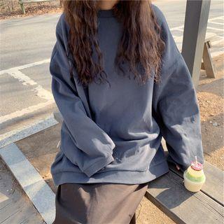 Oversized Plain Long-sleeve Sweatshirt