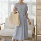 Dolman-sleeve Midi Rib-knit Dress