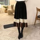Color-block Accordion-pleated Skirt