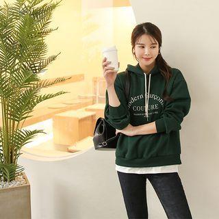 Letter-printed Layered-hem Boxy Hoodie