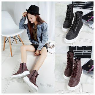 Platform Hidden Wedge Lace Up Boots