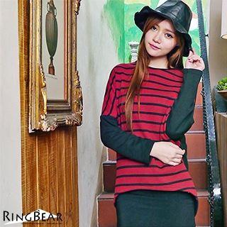 Crew Neck Batwing Striped Top