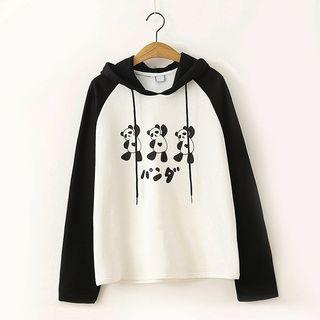 Panda Print Hoodie Black - One Size
