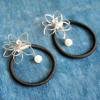 Faux Pearl Alloy Flower Hair Tie Hair Tie - Flower - One Size