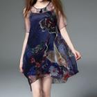 Short-sleeve Printed Dress (with Camisole)