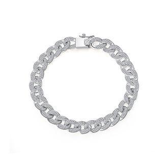 Fashion And Elegant Geometric Circle Cubic Zirconia Bracelet 19cm Silver - One Size