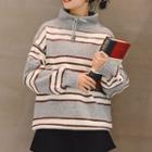 Stand Collar Striped Sweater