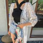 Embroidered Lace Coverup Cardigan White - One Size