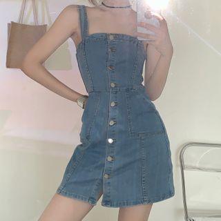Denim Sleeveless Mini A-line Dress