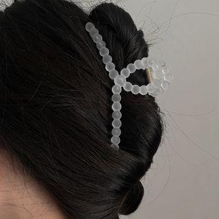 Matte Bead Hair Clamp 2429a - Hair Clip - Matte Bead - Transparent - One Size