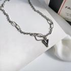 Heart Pendant Alloy Necklace 1 Pc - Necklace - Love Heart - Silver - One Size