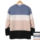 Couple Color-block Loose-fit Pullover