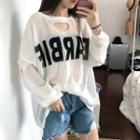 Letter Cutout Long-sleeve Knit Sweater