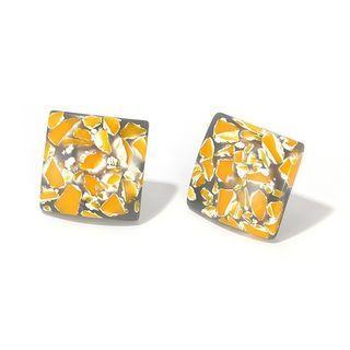 Square Stud Earring 925silver Earring - Floral - One Size