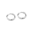 Simple Personality Geometric Round 316l Stainless Steel Stud Earrings 14mm Silver - One Size