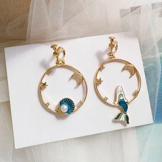 Non-matching Mermaid & Shell Hoop Earring