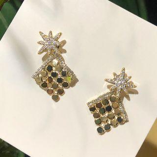 Rhinestone Star Drop Earring 1 Pair - Gold & Silver - One Size